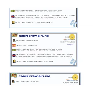 CABIN CREW AIRLINES SPEAKING CARDS