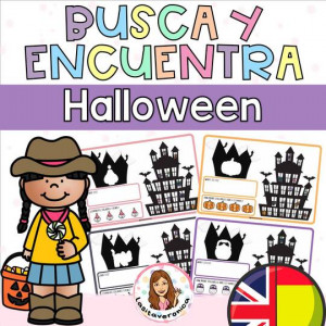Atención y vocabulario Halloween. Halloween I Spy. Octubre. Vocabulary. Spanish. English.