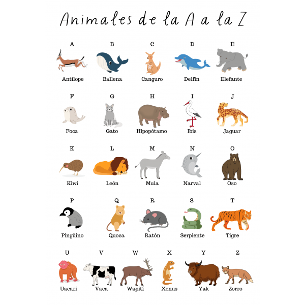Cartel: Animales de la A a la Z