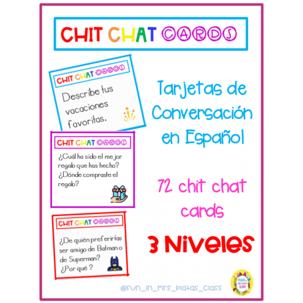 Tarjetas de conversación en Español/ Chit Chat CARDS Spanish (Back to school)