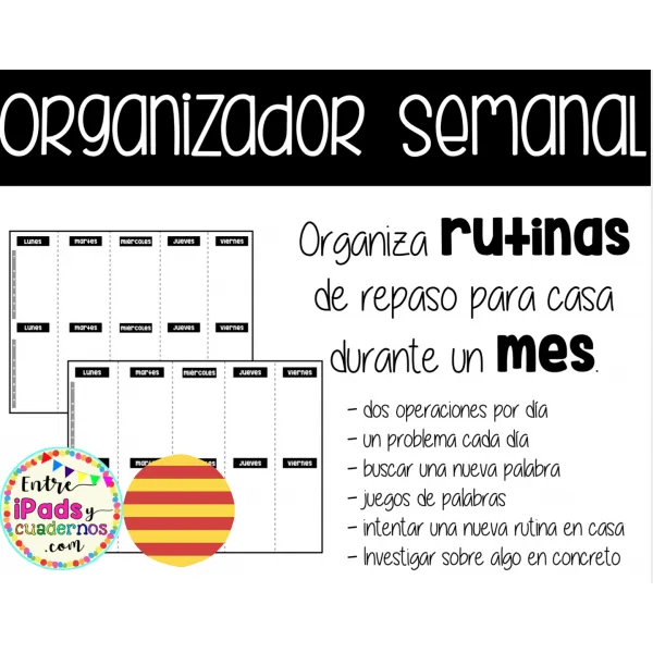 Organizador / Plantilla deberes mensuales en CATALÁN