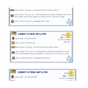 CABIN CREW AIRLINES SPEAKING CARDS