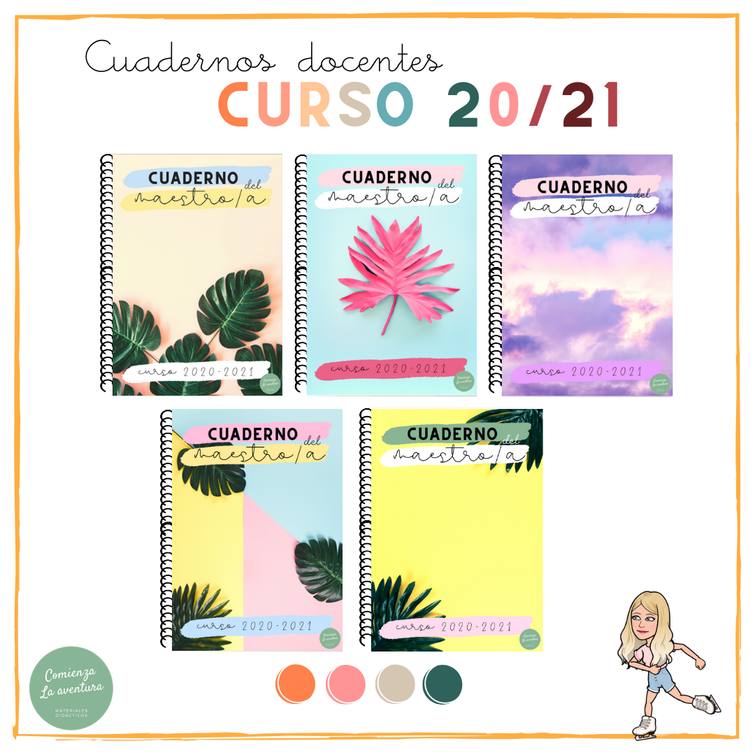 Profes Papel Tijera Cuaderno docente AZUL Y ROSA