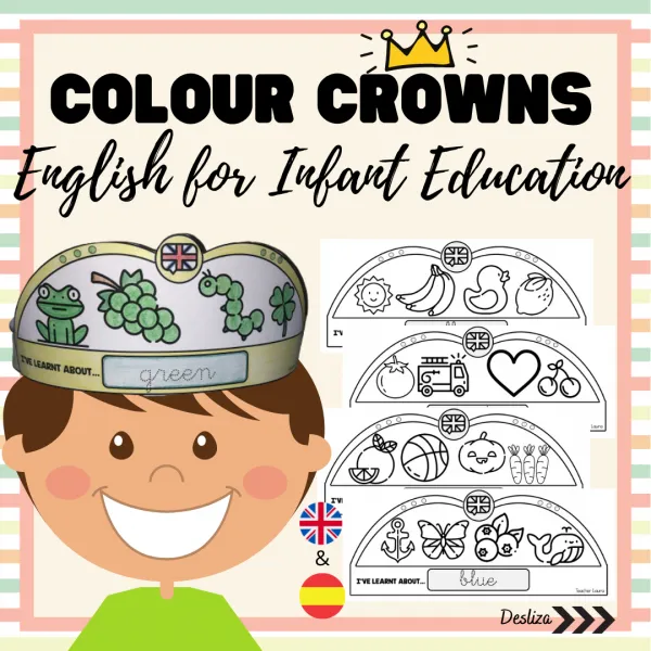 CROWNS TO LEARN COLOURS (ENGLISH + SPANISH VERSIONS)