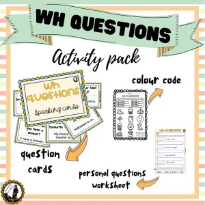 Wh questions worksheets & speaking question cards