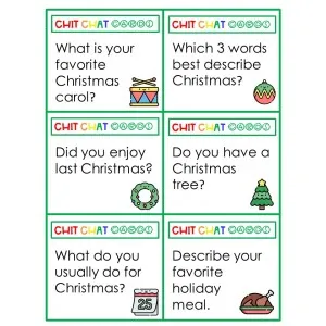 30-Chit Chat CARDS CHRISTMAS, SPEAKING, READING AND WRITING CARDS. 3 LEVELS
