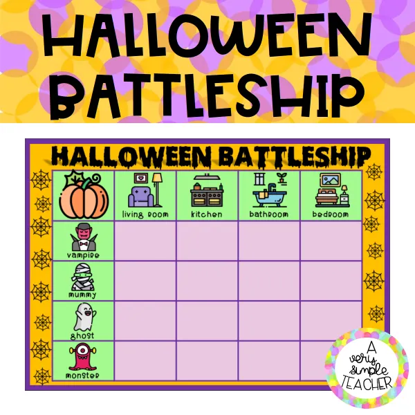 HALLOWEEN: Battleship game (Parts of the house vocabulary)