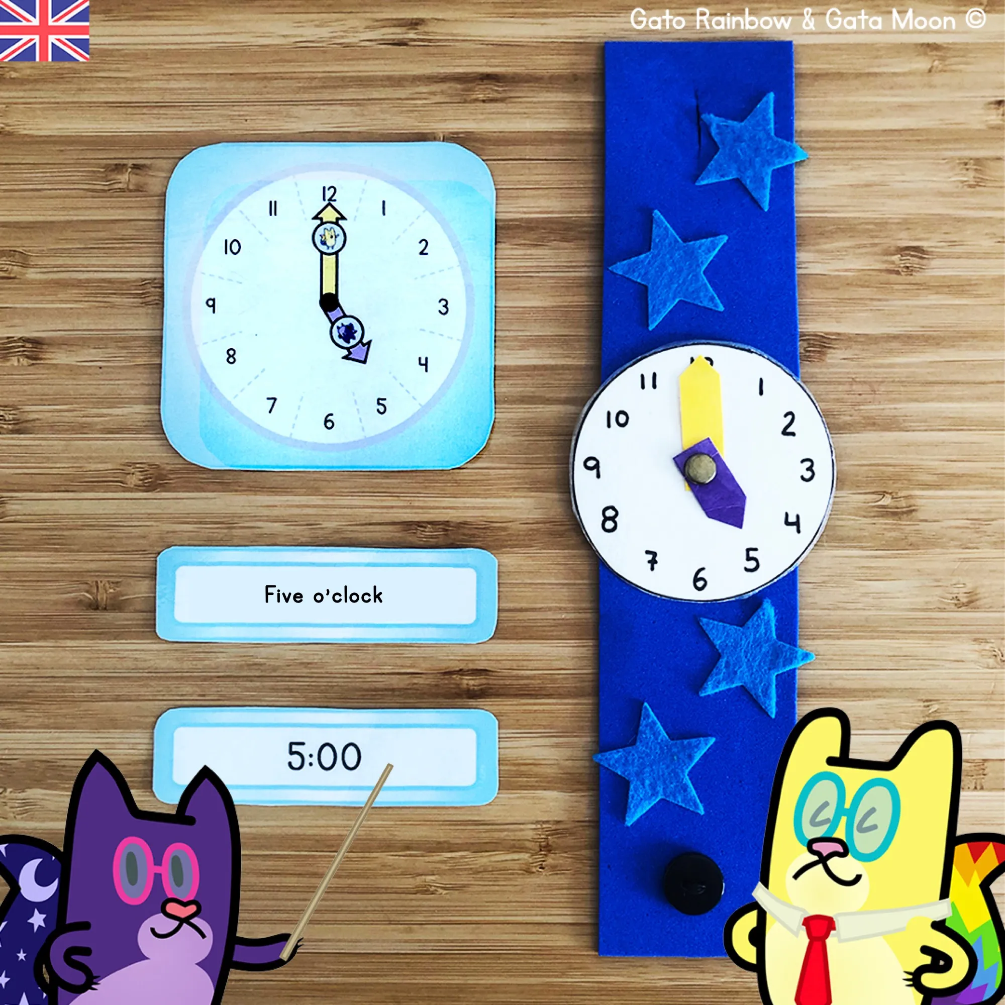 Telling Time - CLOCK and CARDS to teach how to tell time (Digital and Analogue)