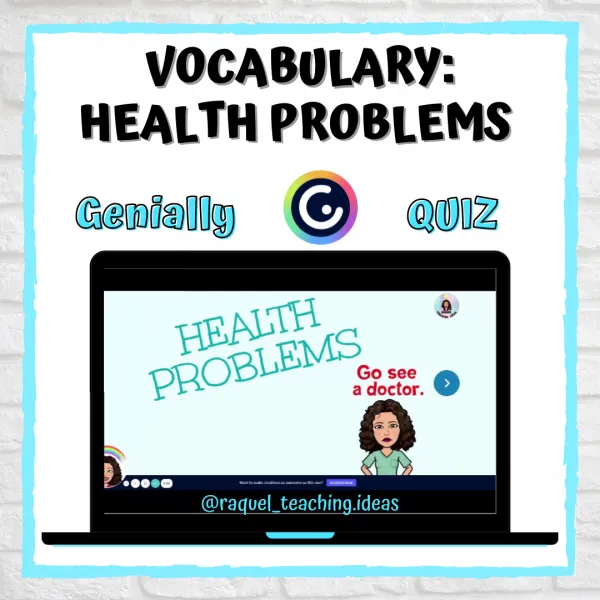 Genially (quiz): health problems vocabulary.