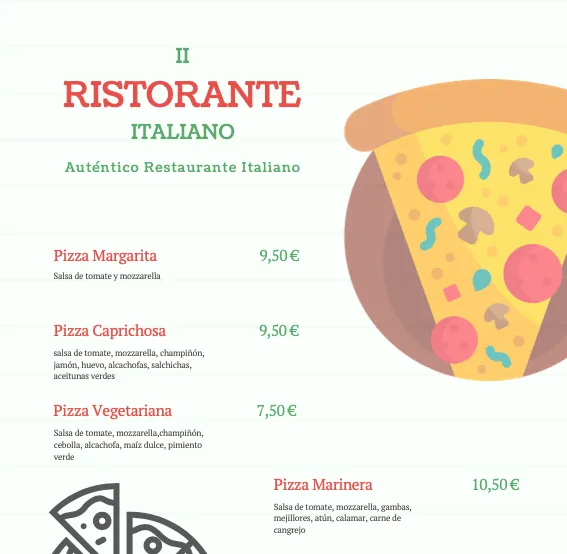 Restaurante italiano - fracciones y decimales