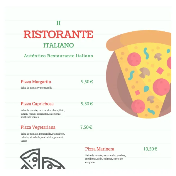 Restaurante italiano - fracciones y decimales