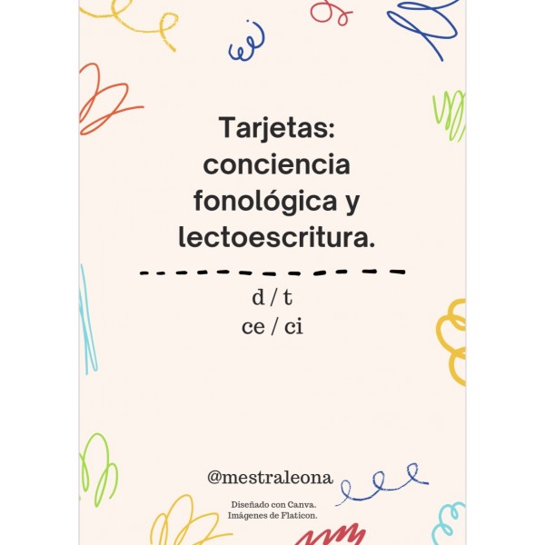 Tarjetas Conciencia fonológica  y lectoescritura (d/t y ce/ci)