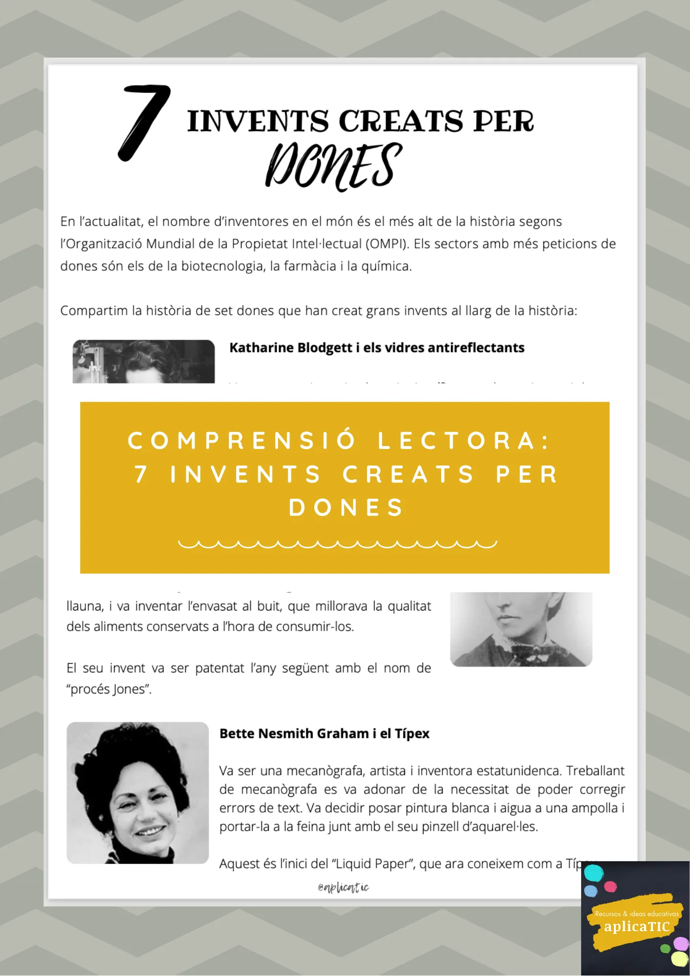 Comprensió lectora: 7 invents creats per dones