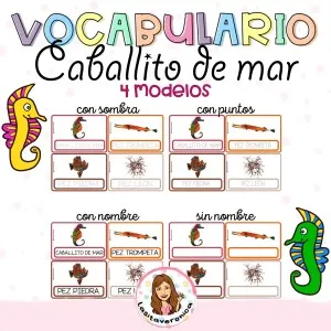Vocabulario caballito de mar / Seahorse vocabulary Spanish