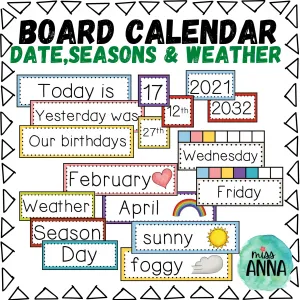 BOARD CALENDAR - Calendario para la clase de inglés