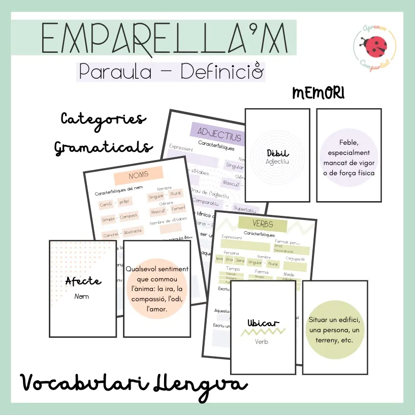 EMPARELLA'M ! Imprimible per treballar vocabulari i categories gramaticals