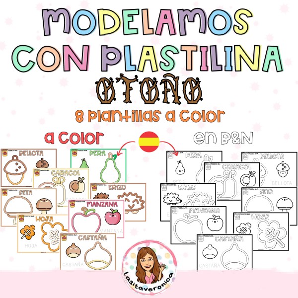 Modela con plastilina OTOÑO / Playdough mats. Play doh FALL. Spanish.