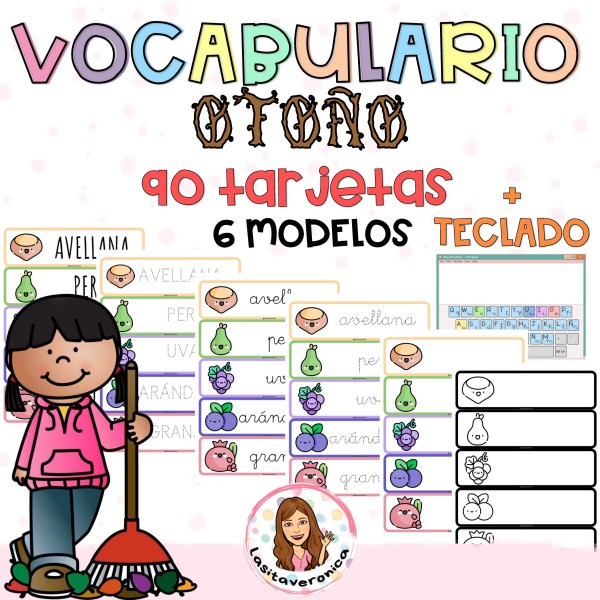 Vocabulario otoño/ Fall vocabulary + TECLADO/KEYBOARD. Spanish