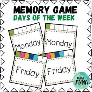 Days of the Week MEMORY GAME