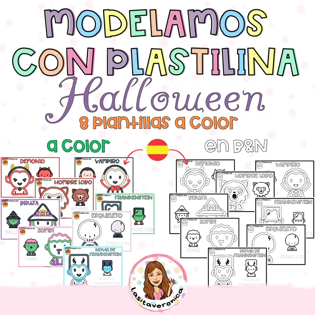 Modela con plastilina personajes de HALLOWEEN / Playdough mats. Play doh HALLOWEEN. Spanish.
