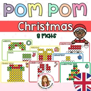 Pom pom Christmas. Fine motor mats. English