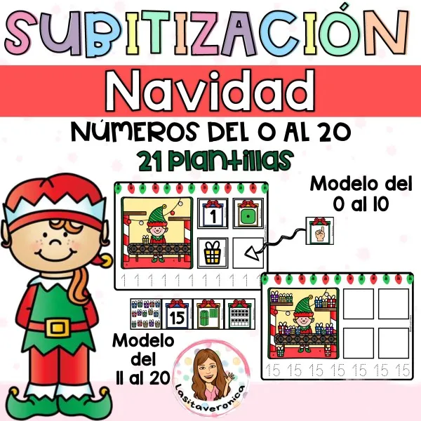 Subitización en NAVIDAD / Christmas Counting and  Subitizing Mats 0-20 Spanish & English