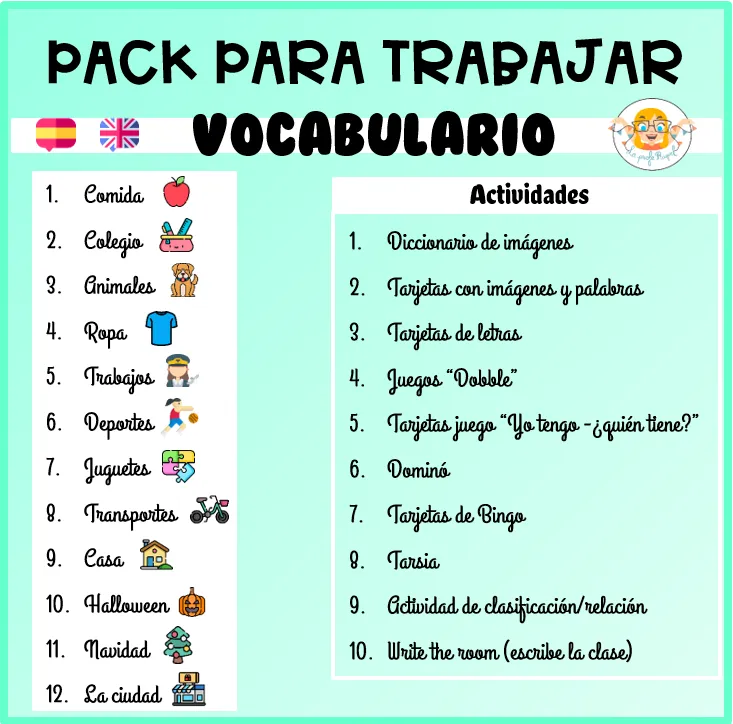 Pack para trabajar vocabulario (CAS)