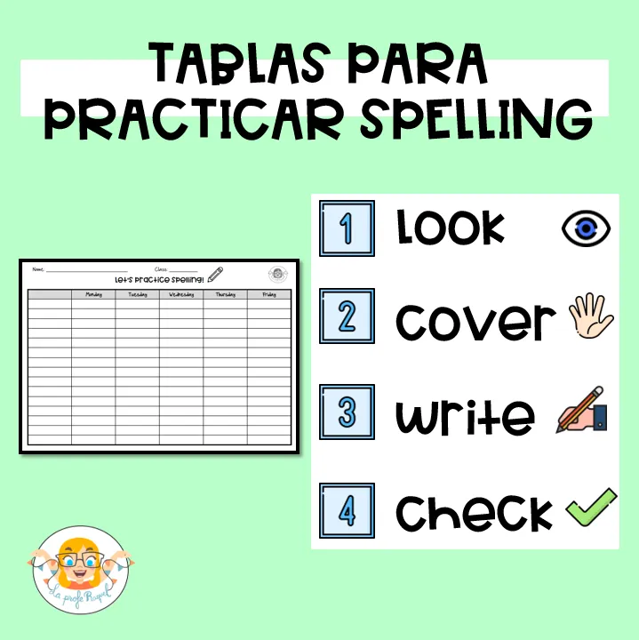 Tablas para practicar spelling (CAS-ING)