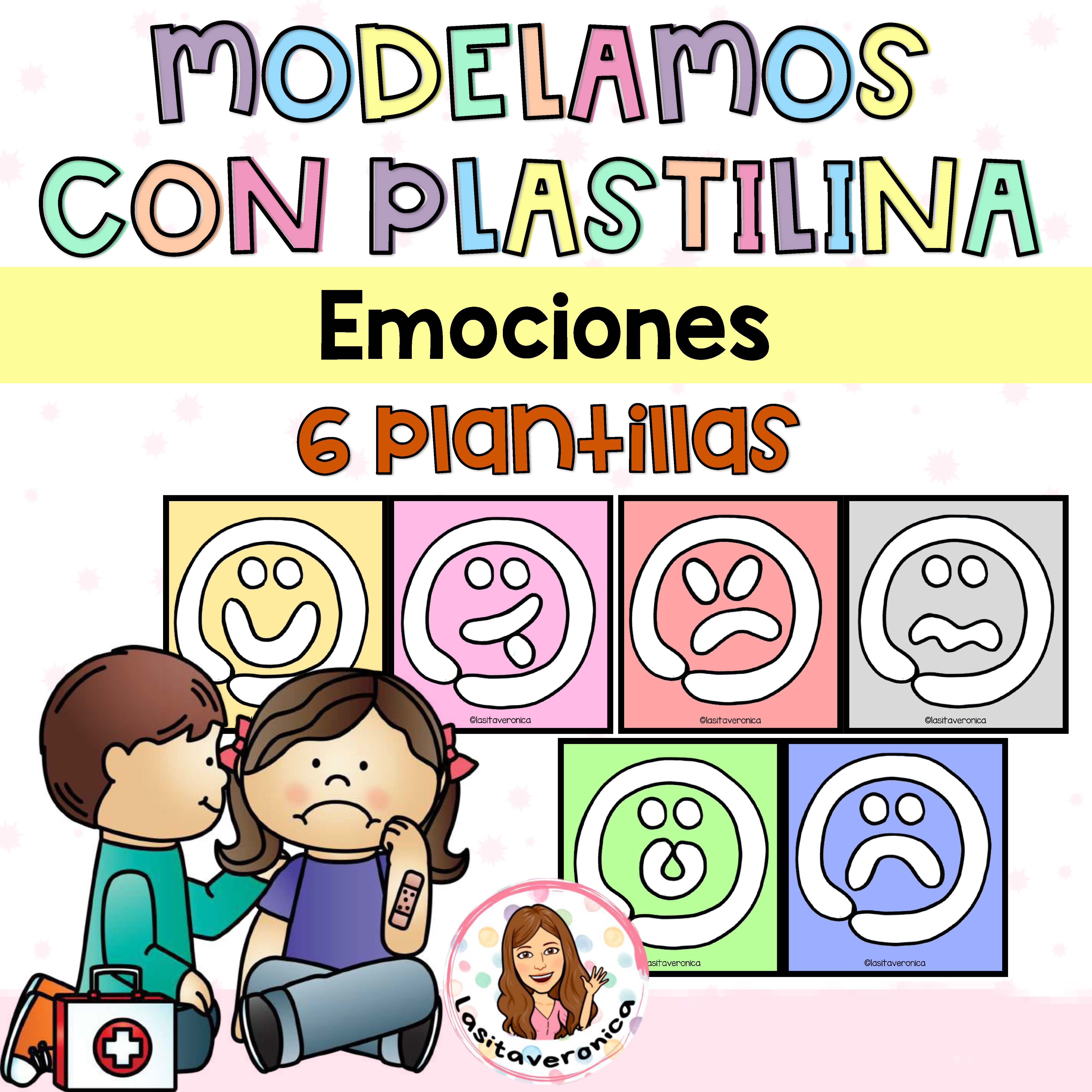 Modela con plastilina las emociones / Emotion Playdough mats. Spanish