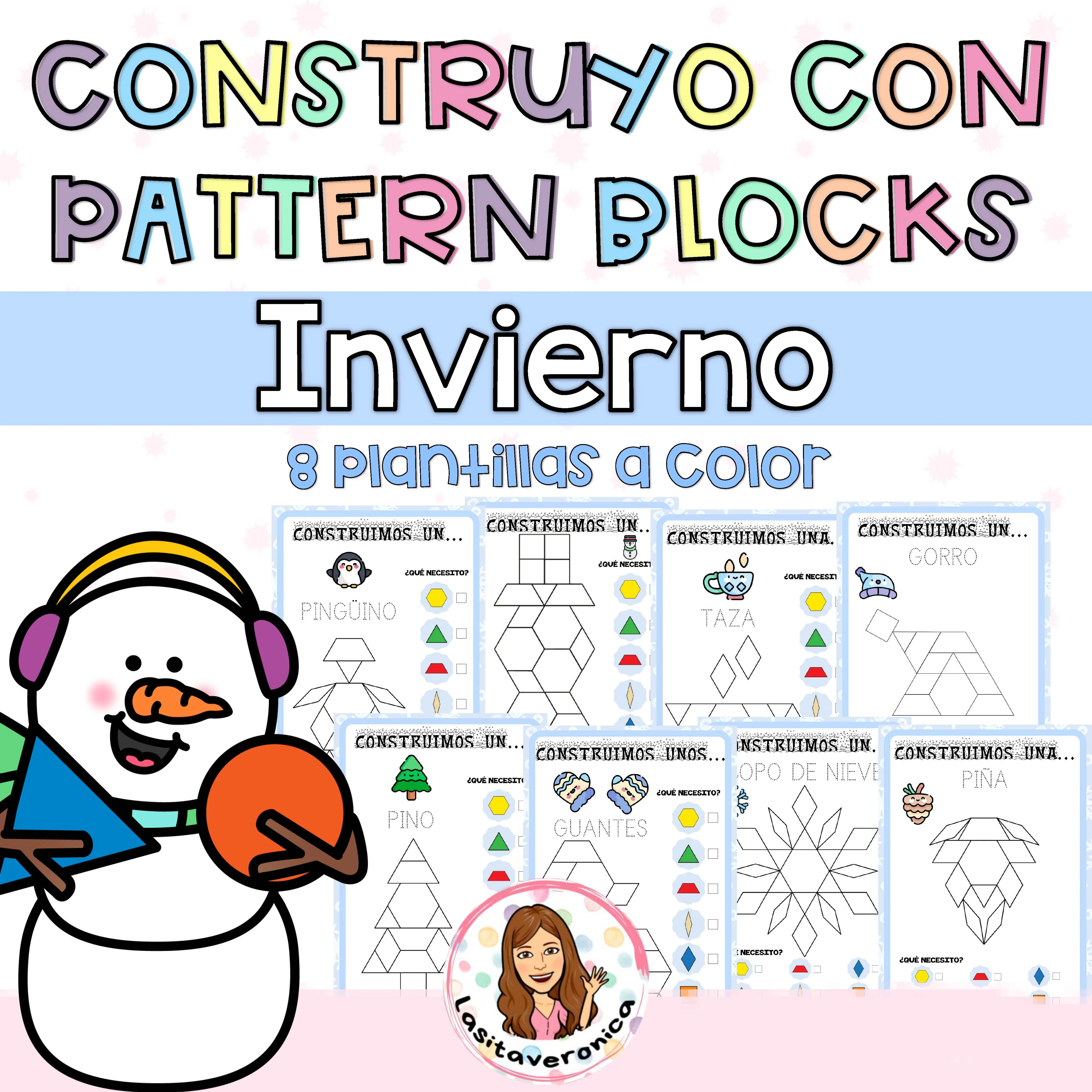 Geometría y mates en INVIERNO con Pattern Blocks / Winter Pattern Blocks Math