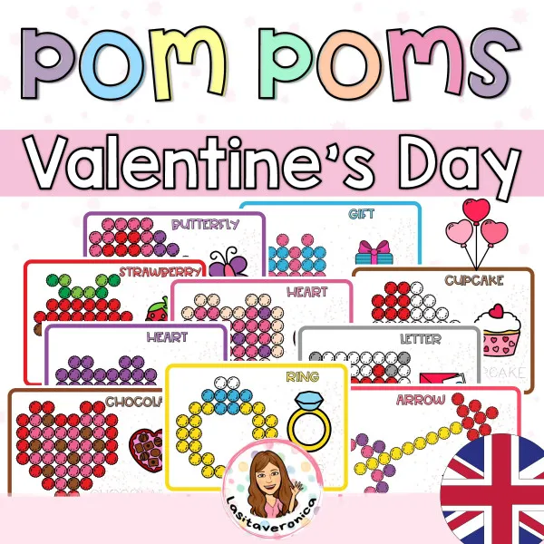 Pompones en San Valentín/ Valentine's Day Pom Poms.
