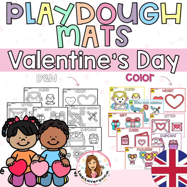 Plastilina San Valentín / Valentine's Day Playdough mats. English.