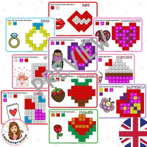 Policubos / Valentine's Day Mathlink Cubes. English