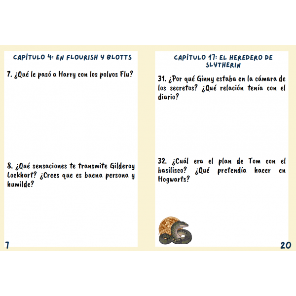 Seguimiento de la lectura HARRY POTTER Y LA CÁMARA SECRETA