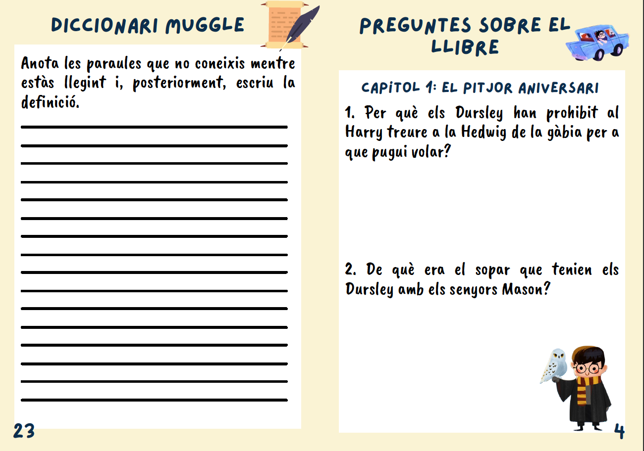 Profes Papel Tijera Seguimiento de la lectura HARRY POTTER I LA CAMBRA ...