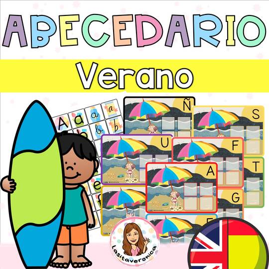 Identificación de letras. Verano. Abecedario. Vocales y consonantes.