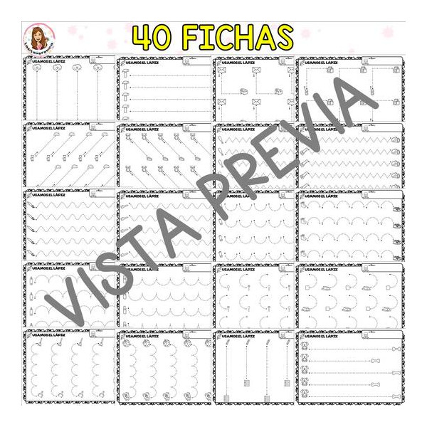Motricidad: trazos. Fichas de trazos. Grafomotricidad.