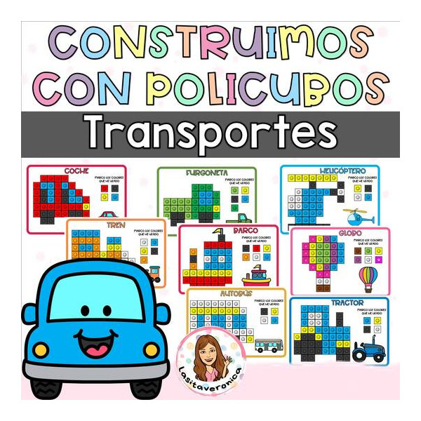 Policubos Medios de Transportes. Español. Spanish.