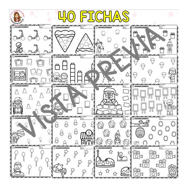 Motricidad: gomets. Pegatinas.