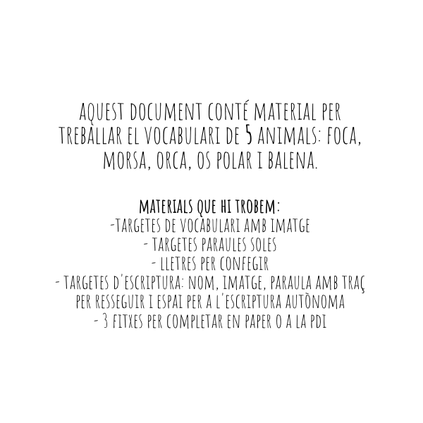 VOCABULARI ANIMALS HIVERN