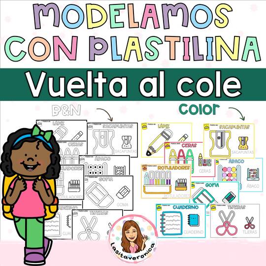 Plastilina Vuelta al cole / Playdough mats. Back to school. Spanish