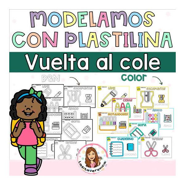 Plastilina Vuelta al cole / Playdough mats. Back to school. Spanish