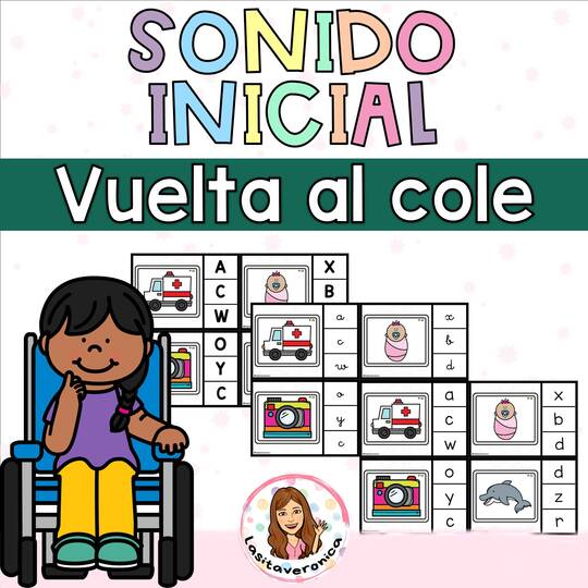 Sonidos iniciales Vuelta al cole / Beginning sounds Back to school. Spanish