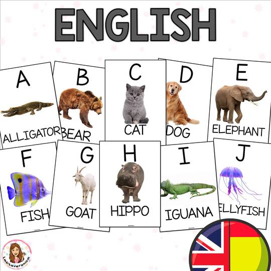 Profes Papel Tijera Abecedario de animales / Animal alphabet. Español e ...
