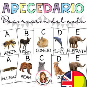 Abecedario de animales / Animal alphabet. Español e Inglés. Spanish. English