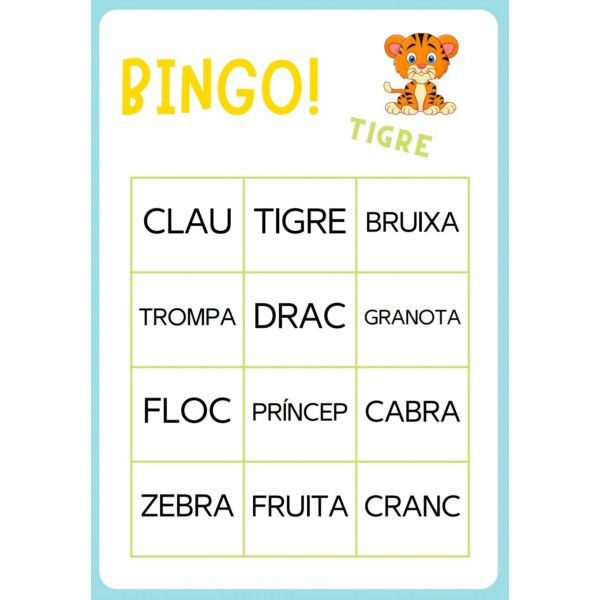 BINGO DE PARAULES AMB SÍL·LABES TRAVADES