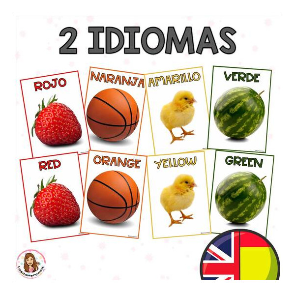 Colores con imágenes reales. Decoración del aula / Color Posters. Real Pictures Classroom Decor.  Spanish English