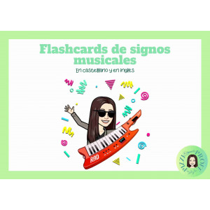 Flashcards de símbolos musicales en castellano y en inglés by @pizziprofe