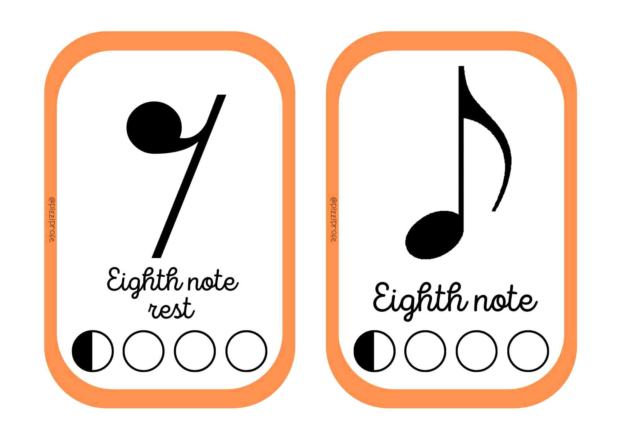 Profes Papel Tijera Flashcards figuras musicales en castellano y en