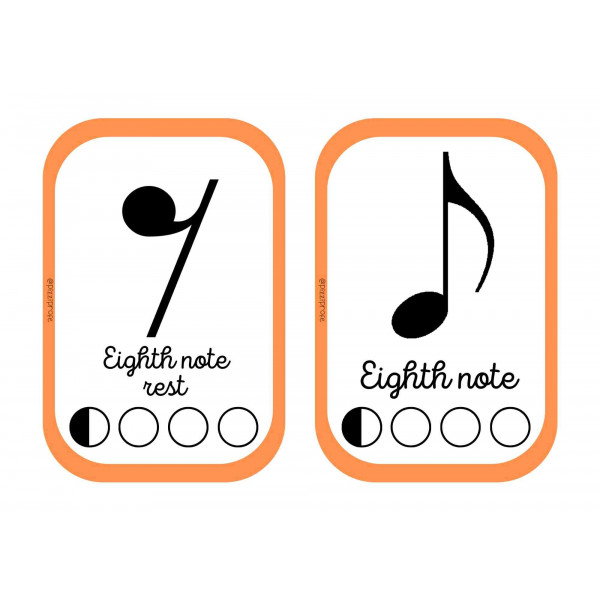 Flashcards figuras musicales en castellano y en inglés by @pizziprofe